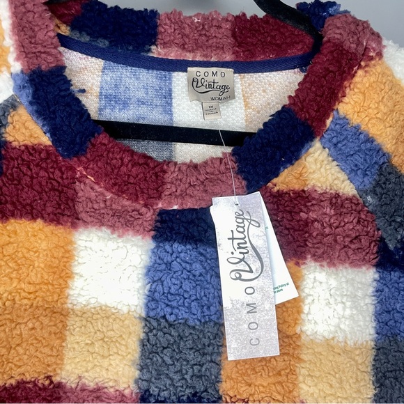 final price NWT Checkered Mustard Navy Burgundy Sweater - Picture 12 of 12